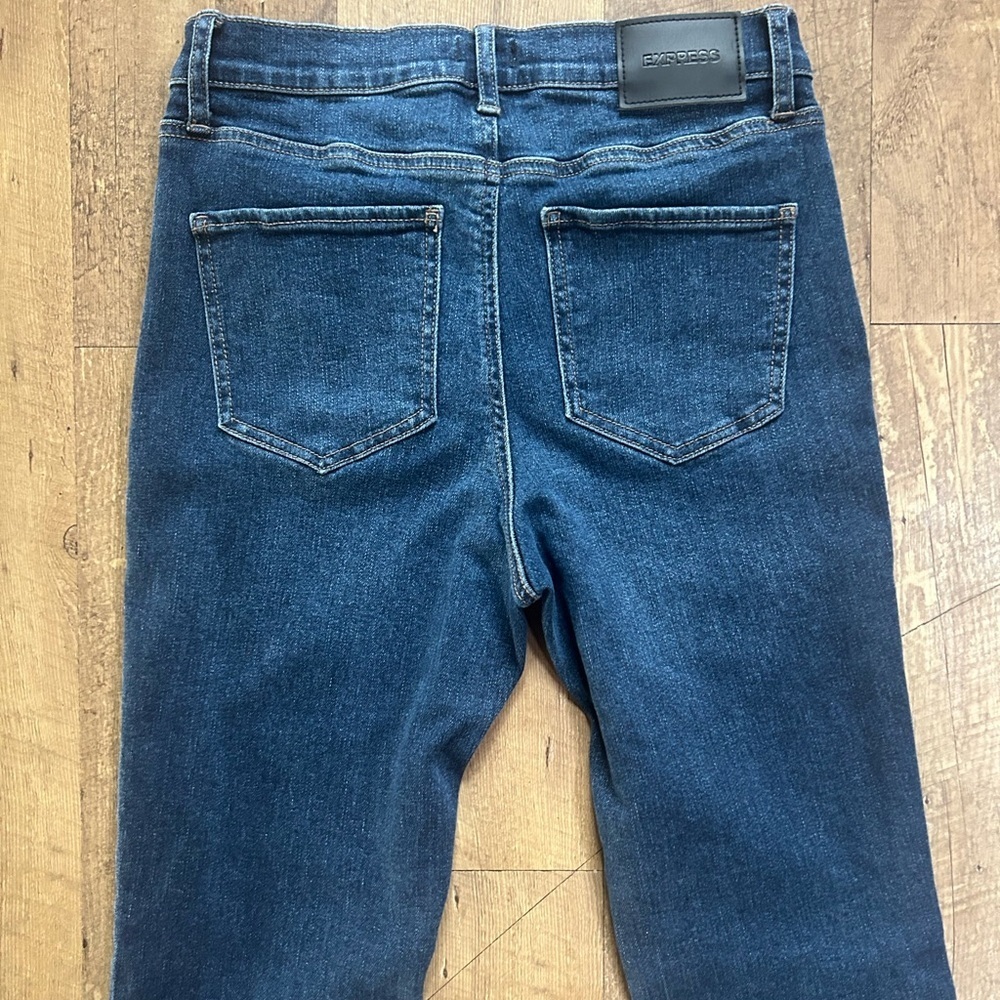 Express Bootcut Jeans Size 8 Dark Wash High Rise Stretch Denim - Picture 11 of 15
